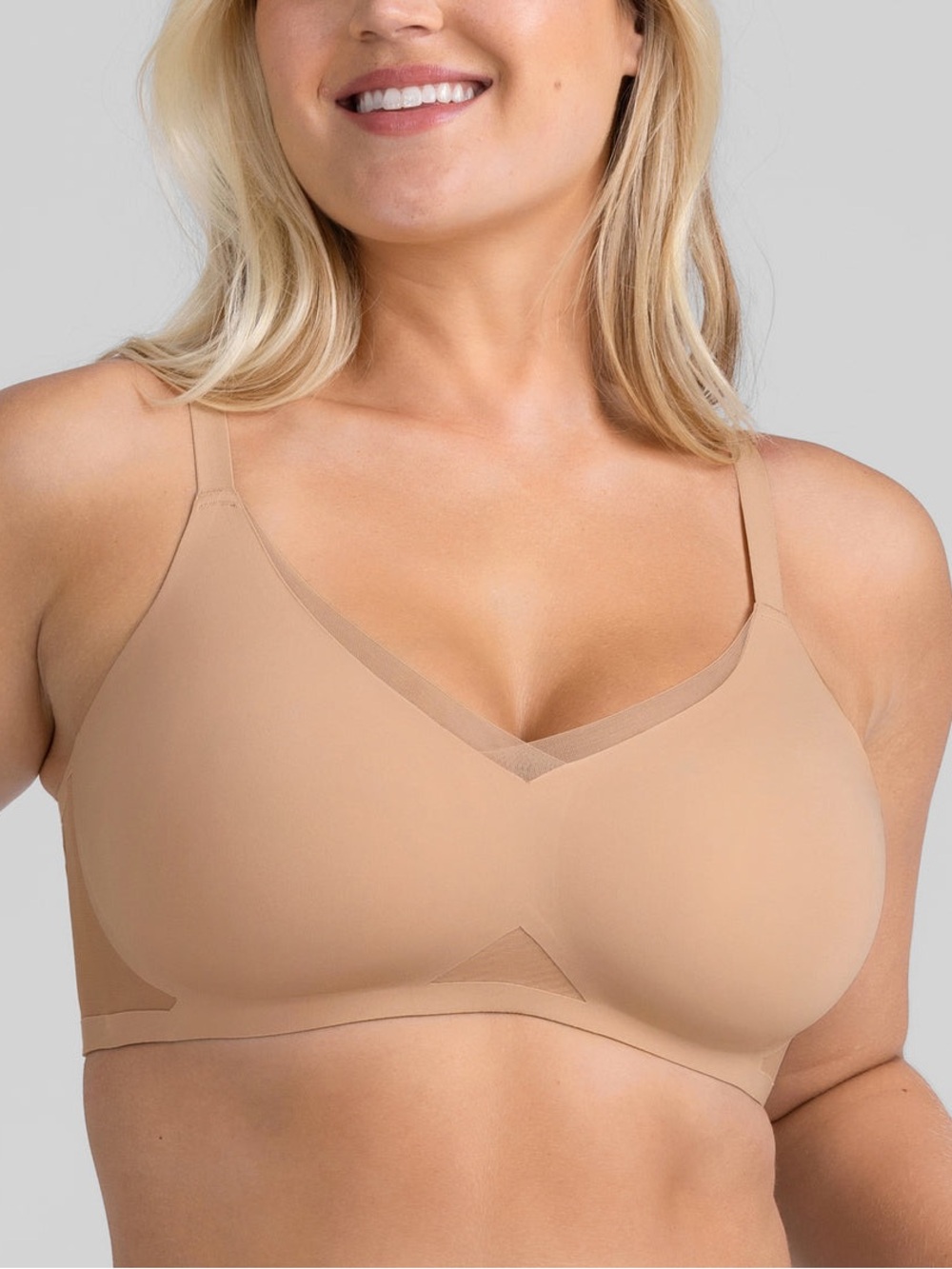 Honeylove CrossOver Bra Wireless Liftwear Sand Beige XL Best Fits 38D 38DD / 38E